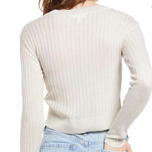 BP. Reagan Rib V-Neck Crop Ivory Sweater, Size XS, NWT - Picture 5 of 11